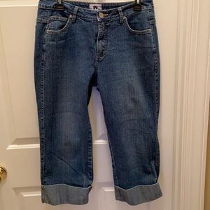 JW Blue Jean capris with cuff, size 12